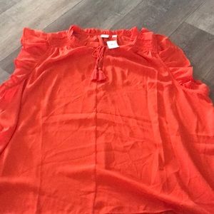 Flutter sleeve orange blouse